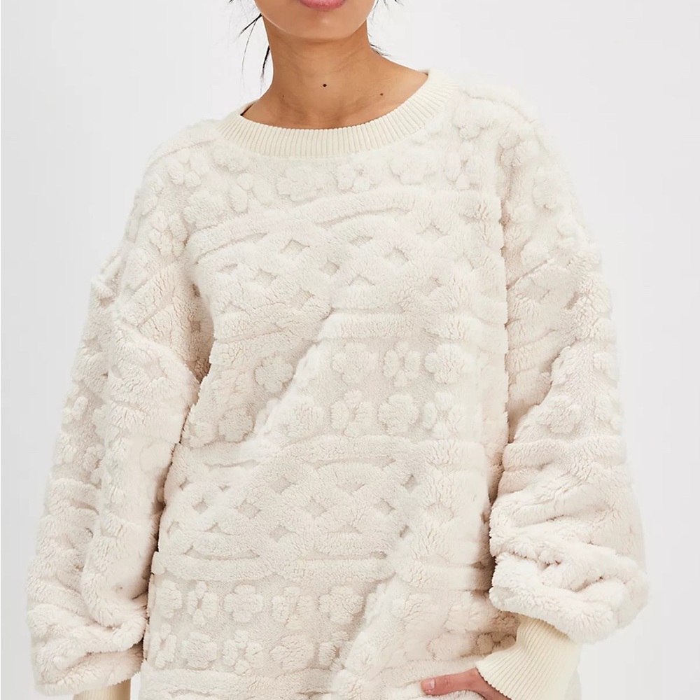 We The Free Cozy Textured Cream Pullover Sweater